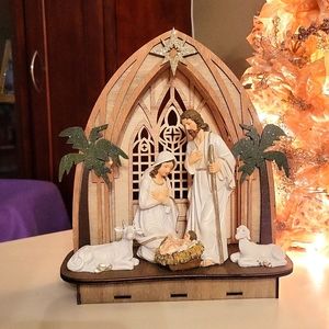 Lighted Wooden Nativity.